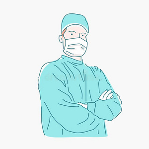 医生采用一蓝色礼服照片