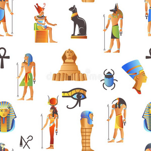 埃及和埃及ian神话的手势无缝的模式隔离的照片