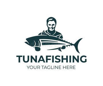 英语捕鱼捕鱼,渔夫保存金枪鱼鱼,标识设计.