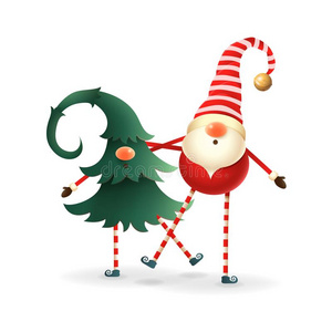 幸福的斯堪的纳维亚的矮子朋友庆祝冬至和照片