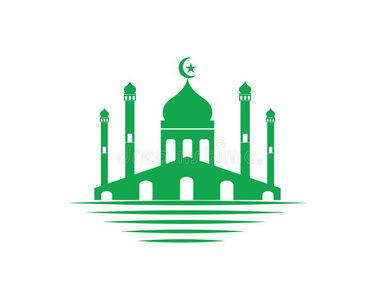 清真标识伊斯兰教的清真寺标识矢量样板照片