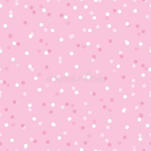 婴儿女孩粉红色的五彩纸屑点无缝的模式可爱的粉红色和白色圆点图案