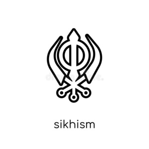 时髦的现代的平的直线的矢量锡克教偶像向wickets三柱门照片