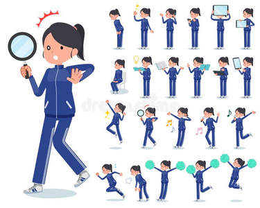 一放置关于女人采用运动装和数字的设备这样的同样地简单多片再生法