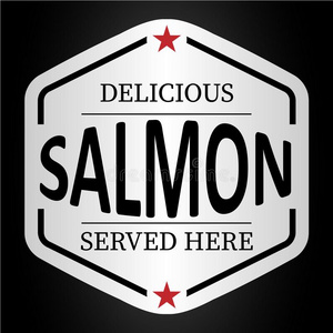 瑞典式鲑鱼倾角鲑鱼美味的serve的过去式在这里标识徽章张贴物照片