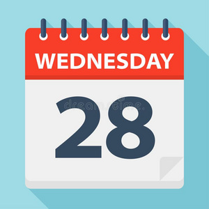 星期三28-日历偶像.矢量说明关于一星期一天爸插画