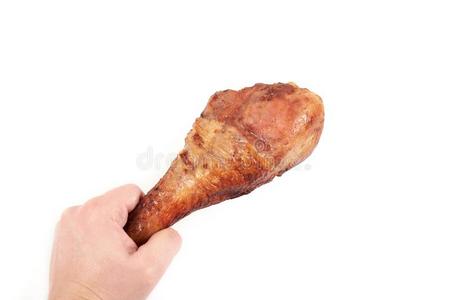 鸡腿一只火鸡腿与胡椒玉米在烤纸上的木桌上蔬菜和香料圣诞火鸡腿生火