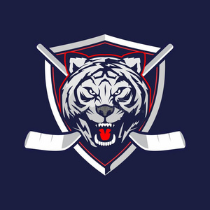 衣服盾令人惊异的和令人敬畏的老虎上端漫画和盾为曲棍球全音节的第七