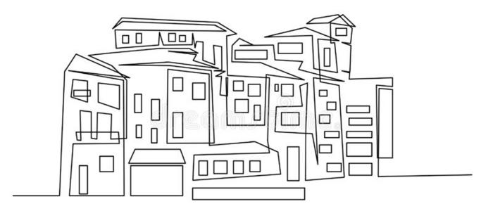 住宅建筑物连续的线条绘画关于房屋,住宅的建筑物观念,照片