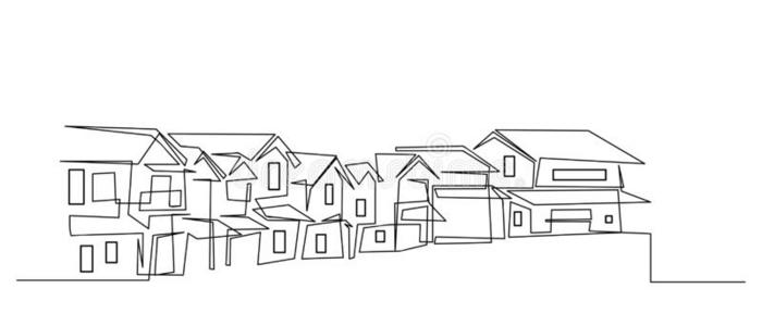 连续的线条绘画关于房屋,住宅的建筑物观念,照片