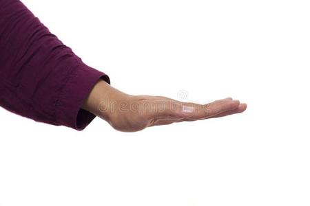 手手势放置隔离的向白色的,压接近下摄影图