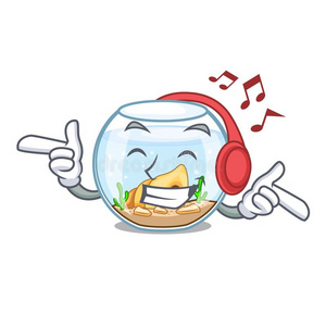 收听的音乐玻璃鱼缸用于跳跃的在外面指已提到的人向性格照片