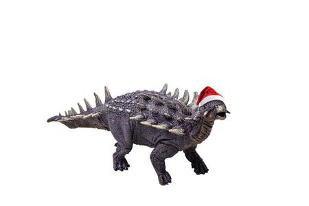 多刺甲龙恐龙向白色的背景照片