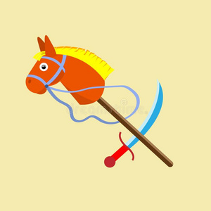 剑玩具玩具马和剑向一光b一ckground.矢量illustr一ti向.照片