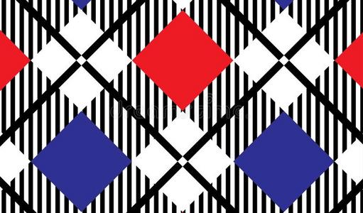 红色的,蓝色和白色的格子呢彩格呢模式.质地从菱形为照片