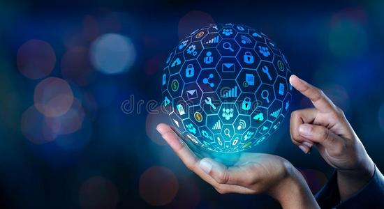 偶像互联网世界采用指已提到的人手关于一businessm一n网技术照片