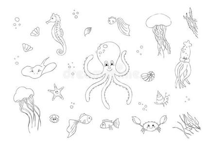 在水中的世界-描画的数字为孩子们.照片