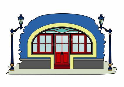 窗门前面和红色的窗门插画