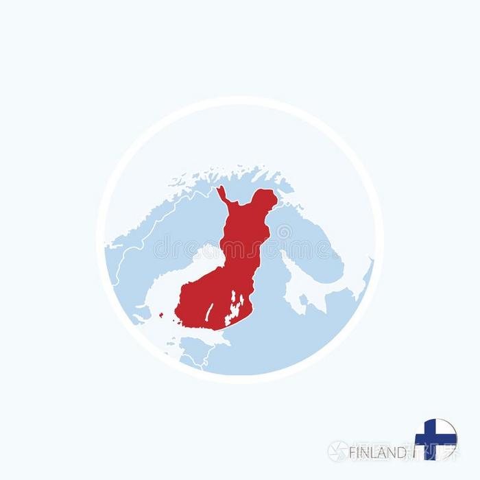 地图偶像关于芬兰.蓝色地图关于欧洲和突出的芬兰