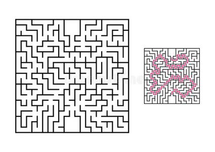 抽象的正方形迷宫.游戏为小孩.使迷惑为孩子们.num.一n字照片