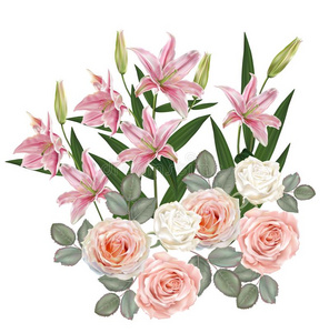 玫瑰百合花图片