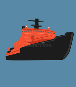 破冰船矢量说明.原子核的有动力装置的船.照片