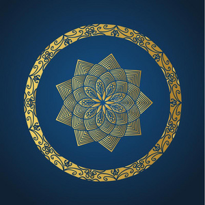 徕卡m瑜伽装饰的金象征重要阿拉贝斯卡和m和ala.矢量照片