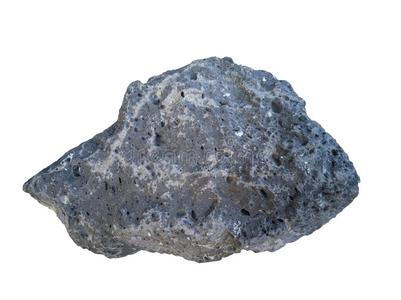 玄武岩岩石隔离的向白色的背景.照片