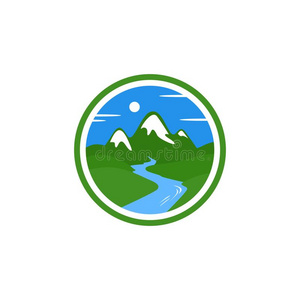 山河矢量标识插画