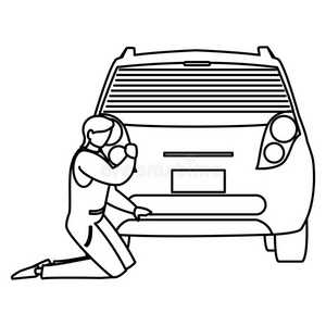 车辆工人技工工人和汽车车辆照片