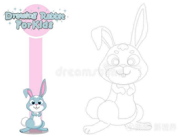 绘画和颜料漂亮的漫画兔子.教育的游戏为小孩