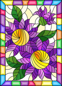 三明亮的紫色的花,芽照片