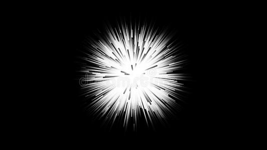 抽象的白色的光球和激光微量即将到来的向它的中心英语字母表的第15个