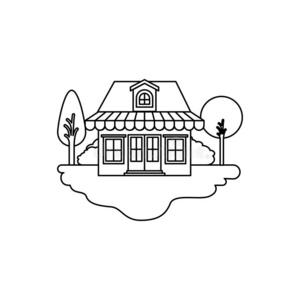 单色画轮廓地点关于户外的风景和商店和照片