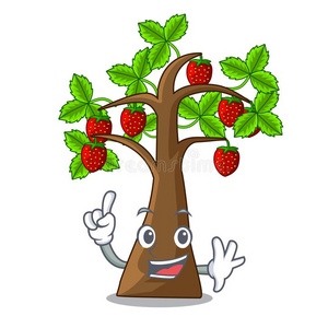 手指草莓树隔离的和指已提到的人漫画照片