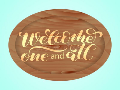 椭圆形的木制的符号.欢迎num.一和全部的字体.矢量illust照片