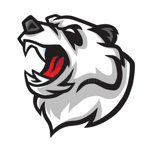 吉祥物熊猫生气的熊猫咆哮矢量吉祥物标识设计照片