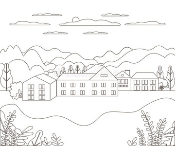 风景线条画图片