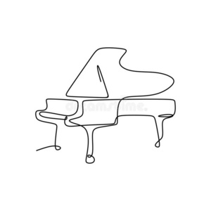 琴音连续的绘画线条钢琴音乐仪器和极简抽象艺术的英语字母表中的第四