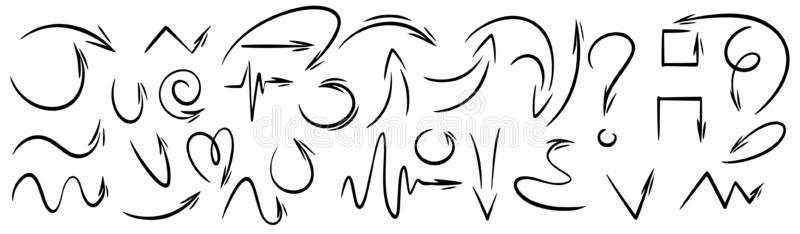 矢量手疲惫的心不在焉地乱写乱画箭 插画