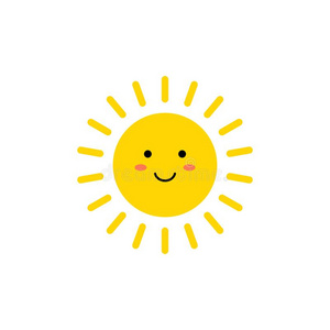 漂亮的黄色的太阳和微笑的面容.表情符号.总数照片