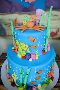 海的主题蛋糕海生物主题蛋糕为孩子们社交聚会照片