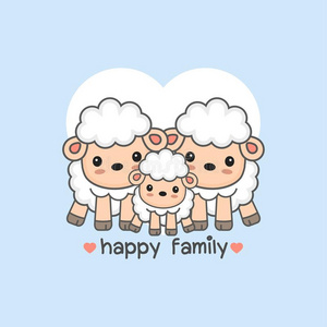 不在爸爸差点幸福的羊家庭.妈妈爸爸和婴儿羊漫画.照片