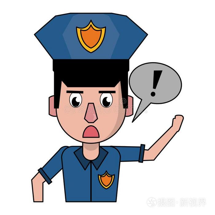 警察部门侧面漫画富有色彩的