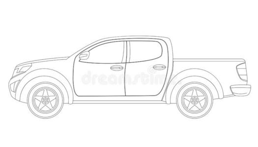 现代的汽车,矢量说明,衬里绘画,侧面照片