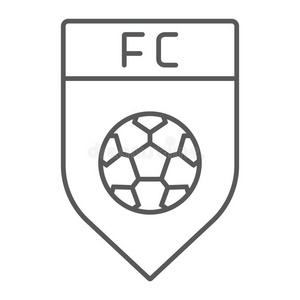 足球俱乐部薄的线条偶像,游戏和徽章,足球象征符号照片