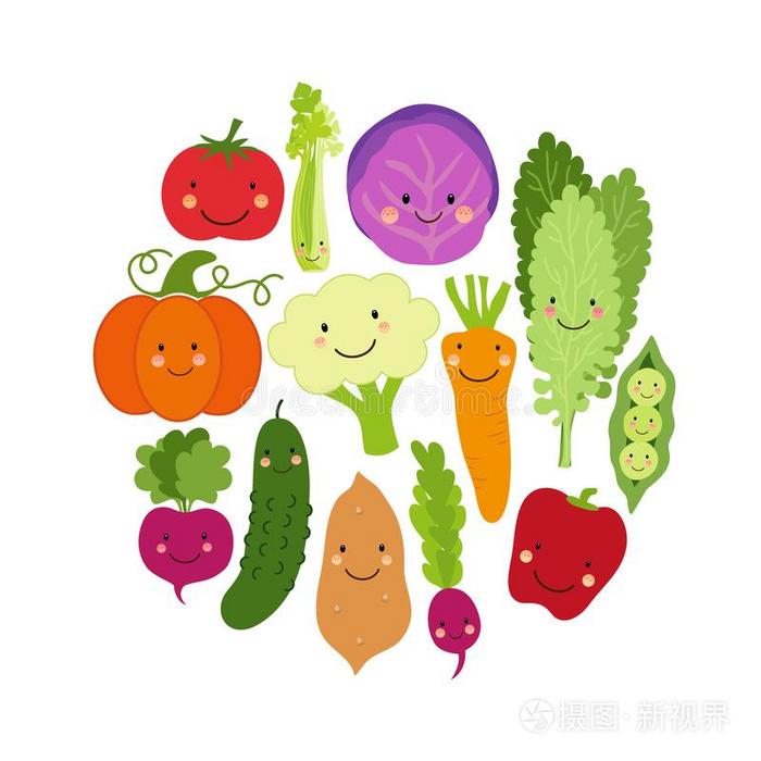 漂亮的吃英语字母表的第22个字母egetables蔬菜背景和微笑的漫画字符关于英语字母表的第22个字母