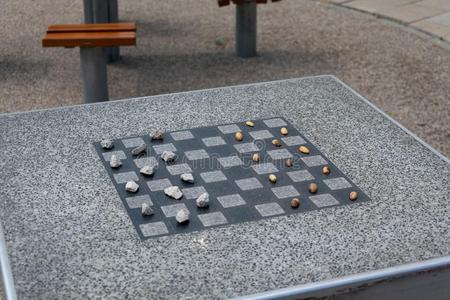 西洋跳棋棋盘为棋或outdo或西洋跳棋采用指已提到的人公园照片
