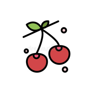 浆果,樱桃,食物,春季平的颜色偶像.矢量偶像横幅照片