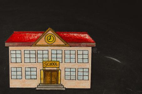 学校建筑色彩涂鸦图片